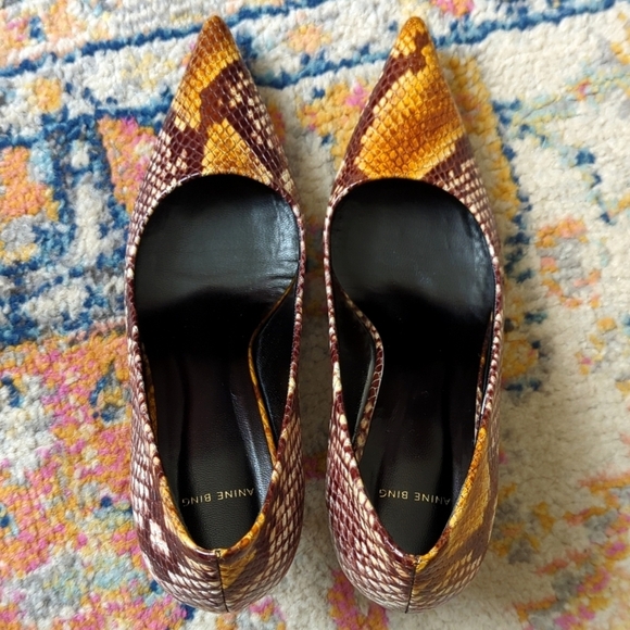 Anine Bing Devon Python Embossed Leather Pointed Toe High Heel Pumps Brown 38 - Picture 4 of 15